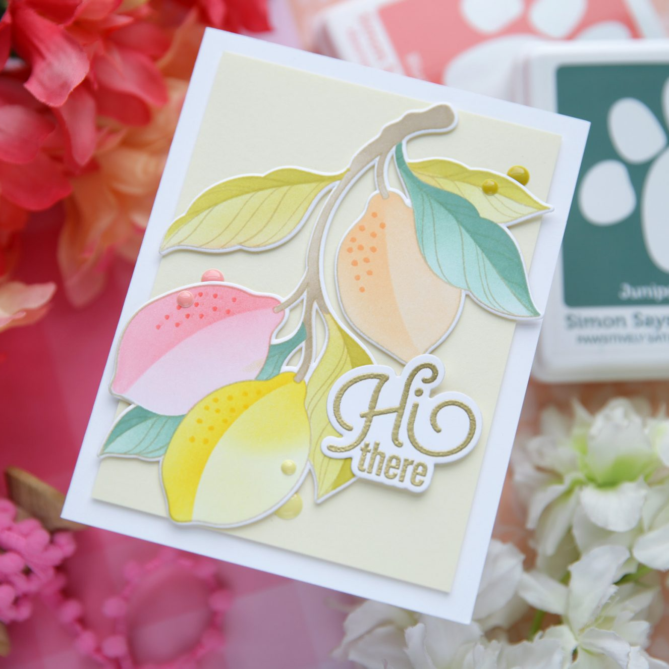 Simon Says Stamps Dies and Stencils Squeeze You set1294sy Every Happiness Laura Bassen Citrus Hi There Card | color-code:ALT04