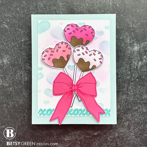 Simon Says Stamps Dies and Stencils Sweet Treats set914st To Be Loved Love Card Betsy Green Heart Cake Pops