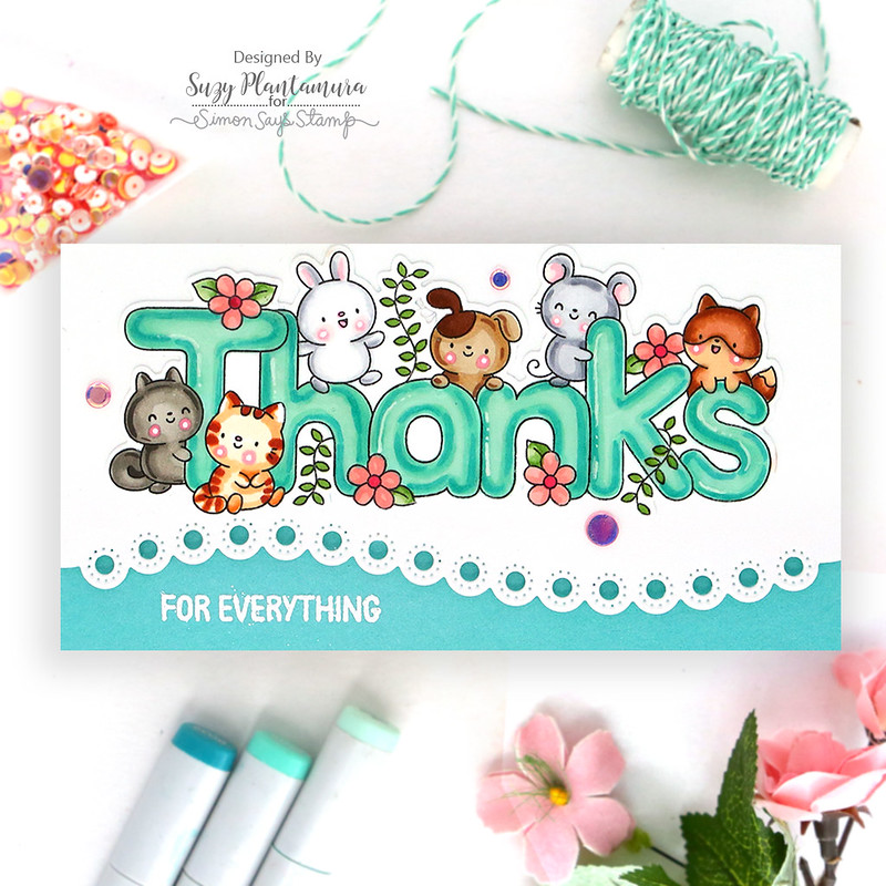 Simon Says Stamps Dies and Stencils Thanks Always set979ta Thanks Card | color-code:ALT04 Suzy Plantamura Aqua Scallop