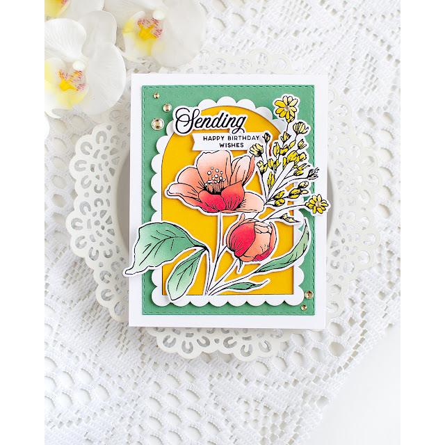 Simon Says Stamps Dies and Stencils Wild and Free Flowers set1228wf Always There Flowers in an Arch Birthday Card  | color-code:ALT04