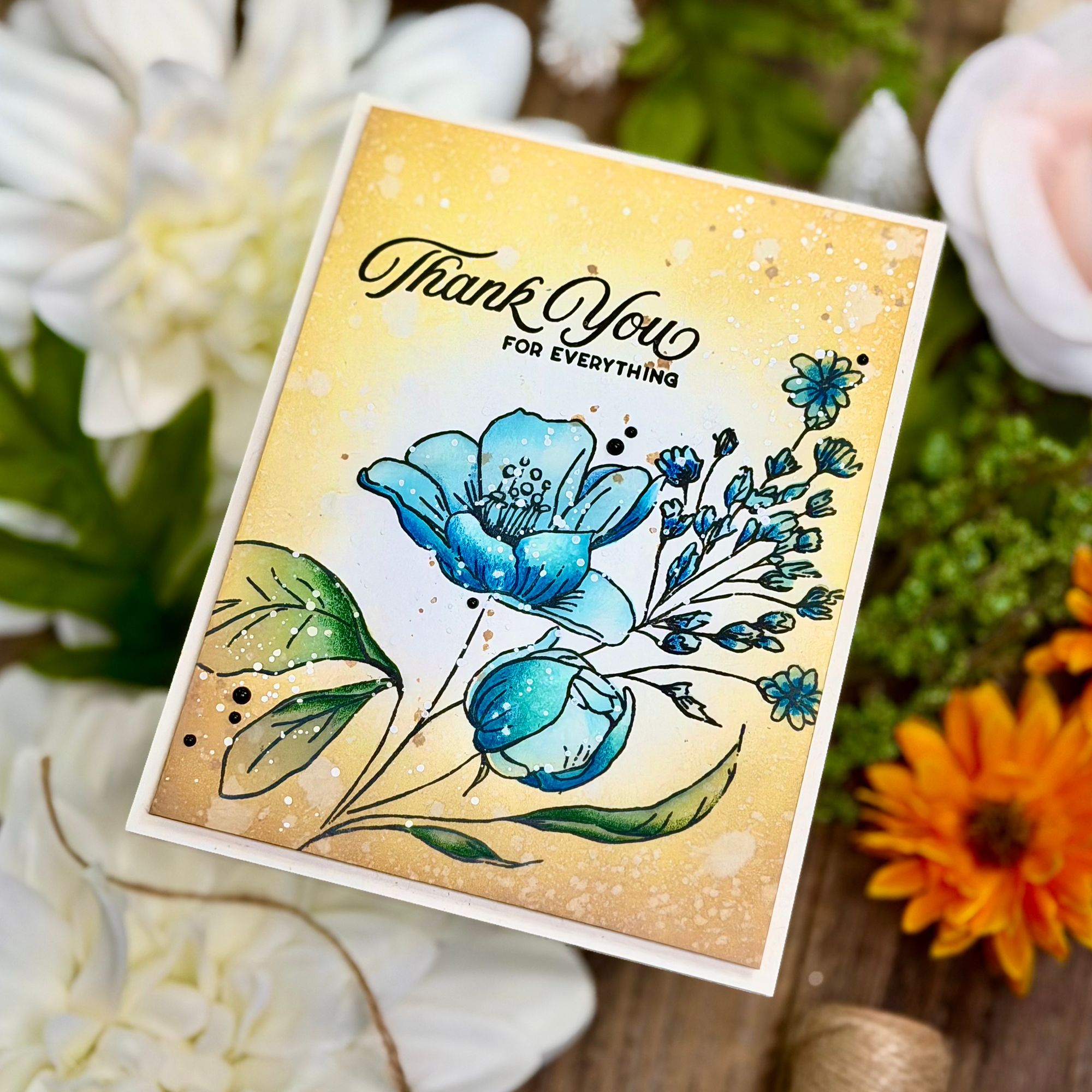 Simon Says Stamps Dies and Stencils Wild and Free Flowers set1228wf Always There Thank You Card Joe Sysavath