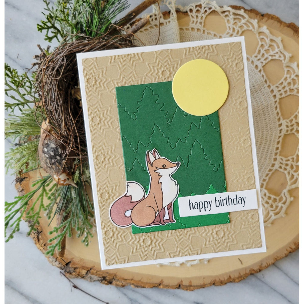 Simon Says Stamps Stencils and Dies Clever Fox set1260cf Shine On Rosemary Dennis Lone Fox Card