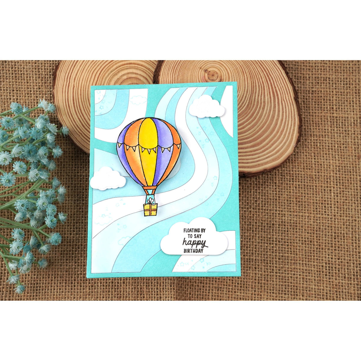 Simon Says Stamps and Dies Above the Clouds set1321ac Floating By Birthday Card Natasha Foote