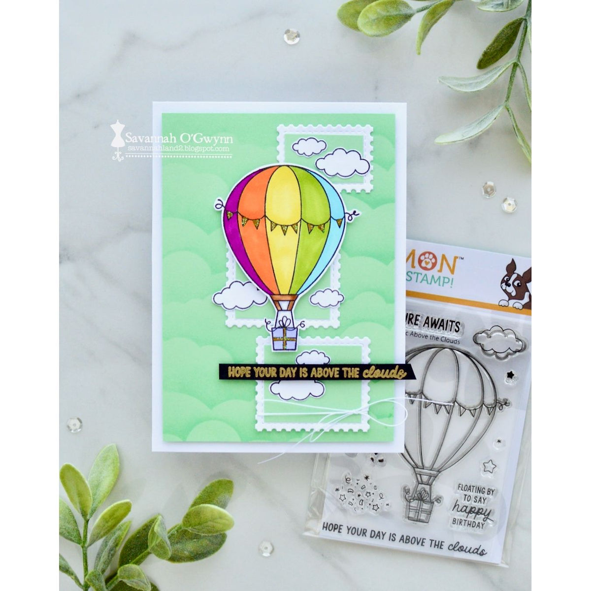 Simon Says Stamps and Dies Above the Clouds set1321ac Your Day Card Savannah O'Gwynn