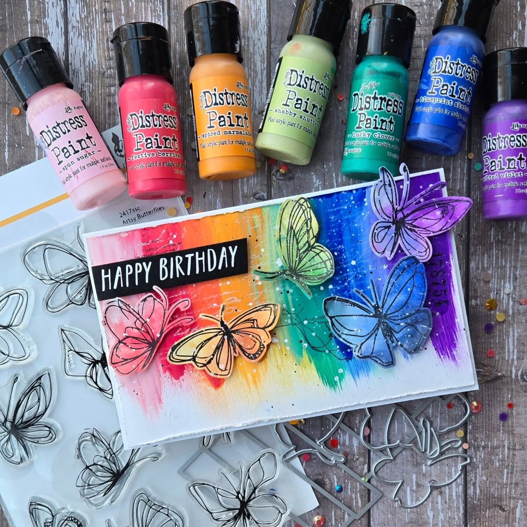 Simon Says Stamps and Dies Artsy Butterflies set1213ab Birthday Card Kulbir Kirkland