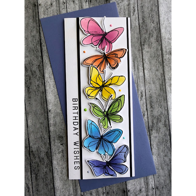 Simon Says Stamps and Dies Artsy Butterflies set1213ab Rainbow of Butterflies Birthday Card Lisa Addesa | color-code:ALT04