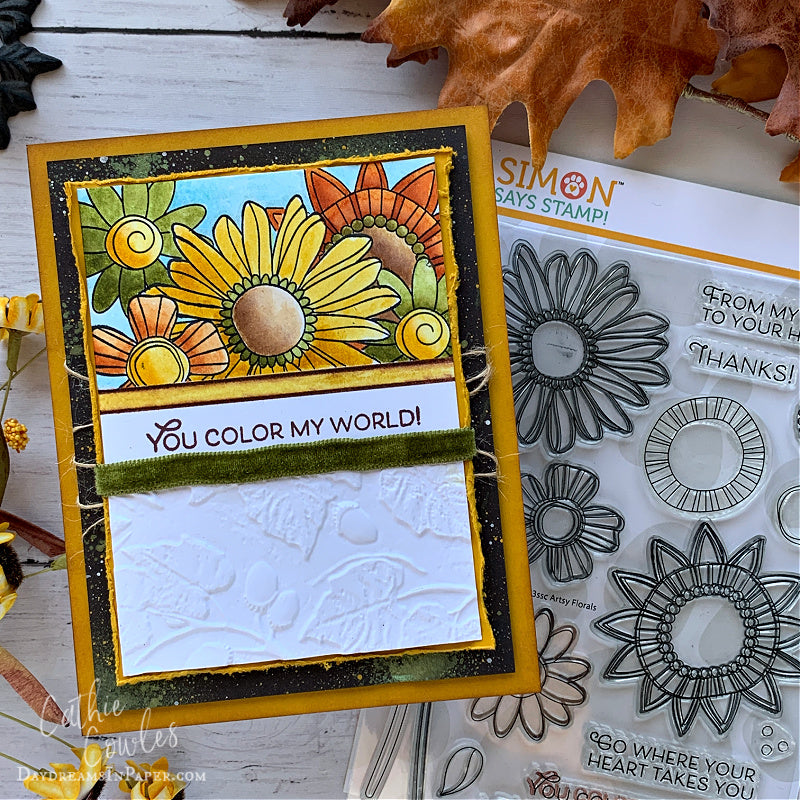 Simon Says Stamps and Dies Artsy Florals set843af Sweet Wishes Friend Card Cathie Cowles