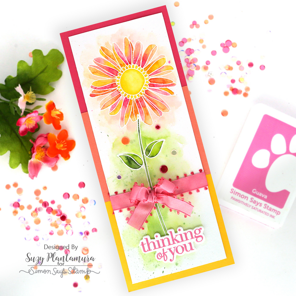 Simon Says Stamps and Dies Artsy Florals set843af Sweet Wishes Slimline Thinking of You Card Suzy Plantamura | color-code:ALT06