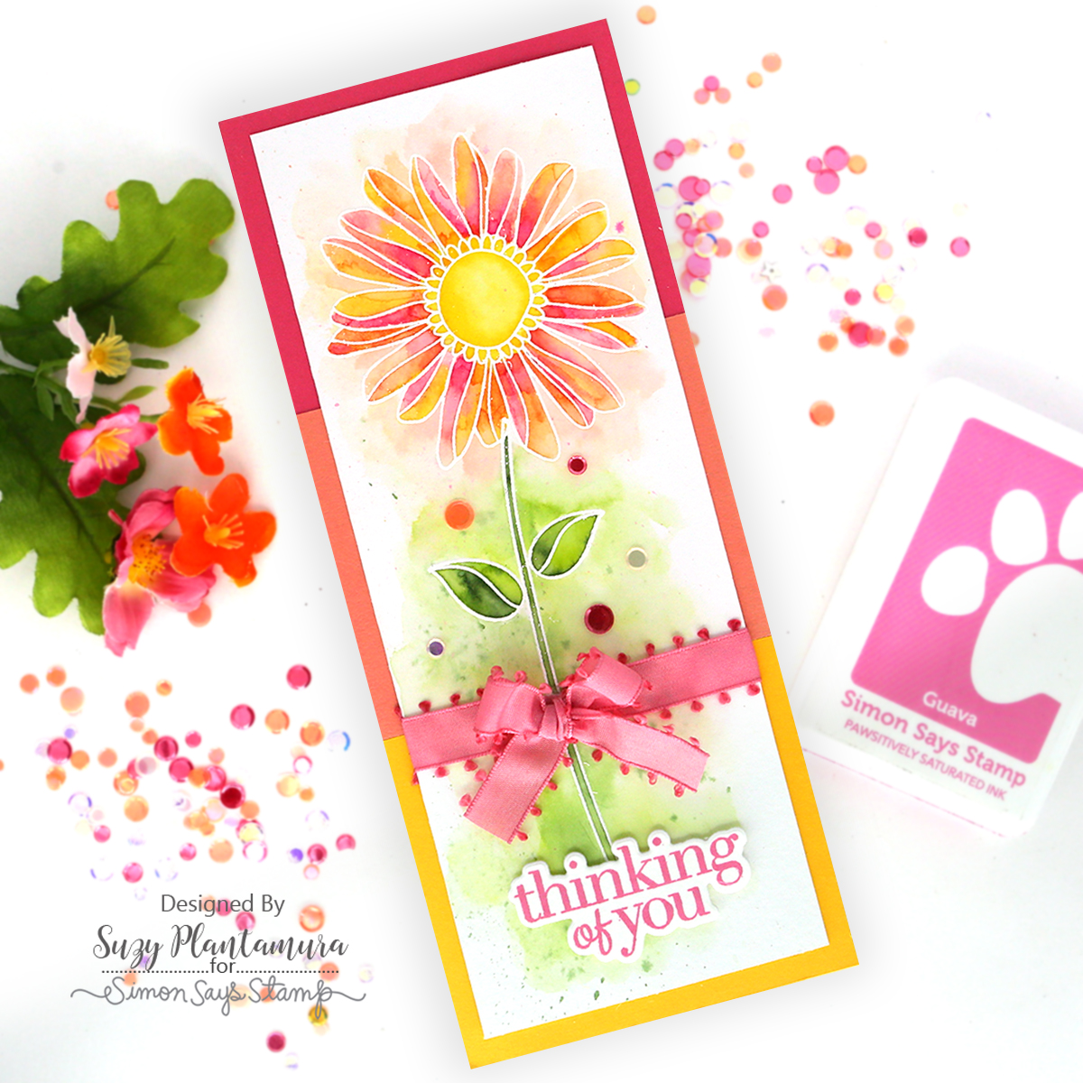 Simon Says Stamps and Dies Artsy Florals set843af Sweet Wishes Slimline Thinking of You Card Suzy Plantamura | color-code:ALT06