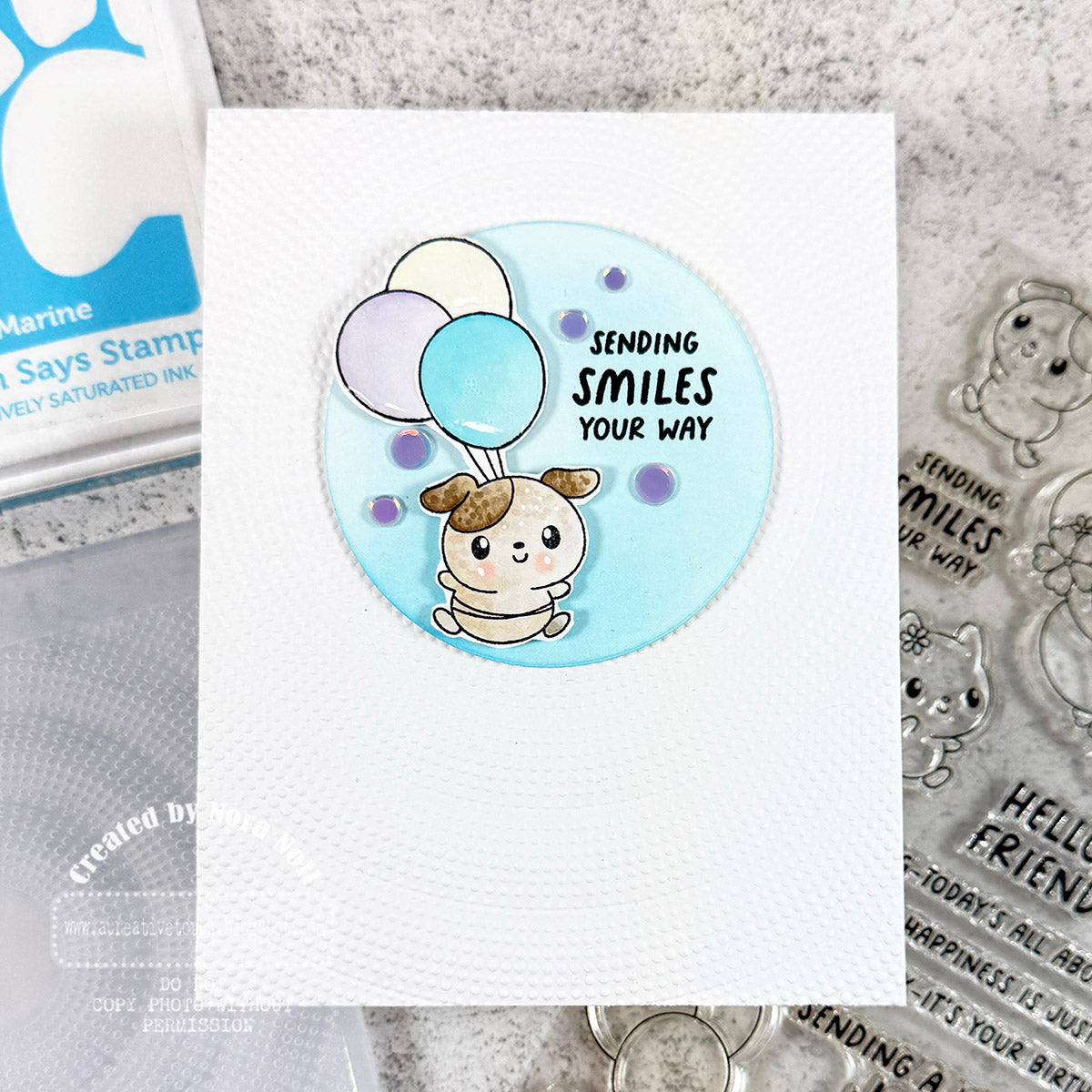 Simon Says Stamps and Dies Balloon Critters set1266bc Shine On Nora Noll Smiles Card