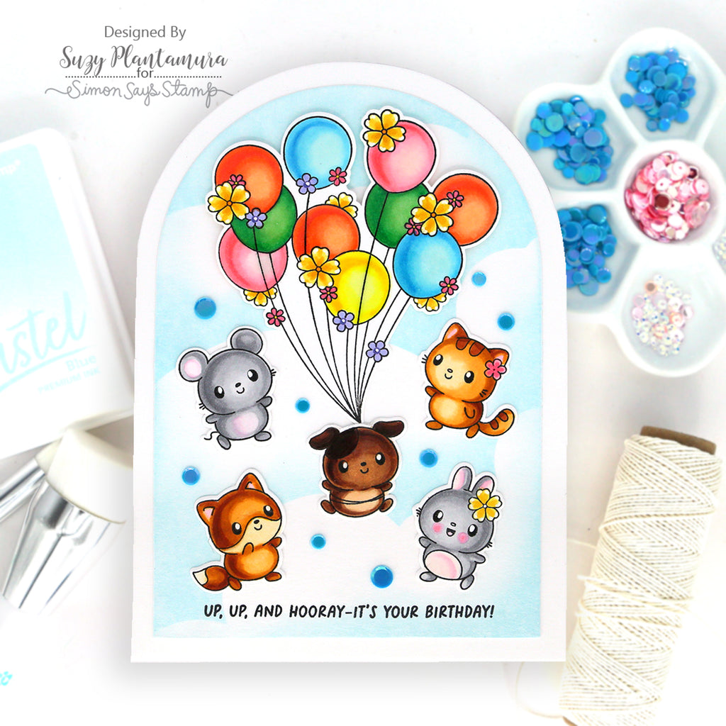 Simon Says Stamps and Dies Balloon Critters set1266bc Shine On Suzy Plantamura Shaped Card