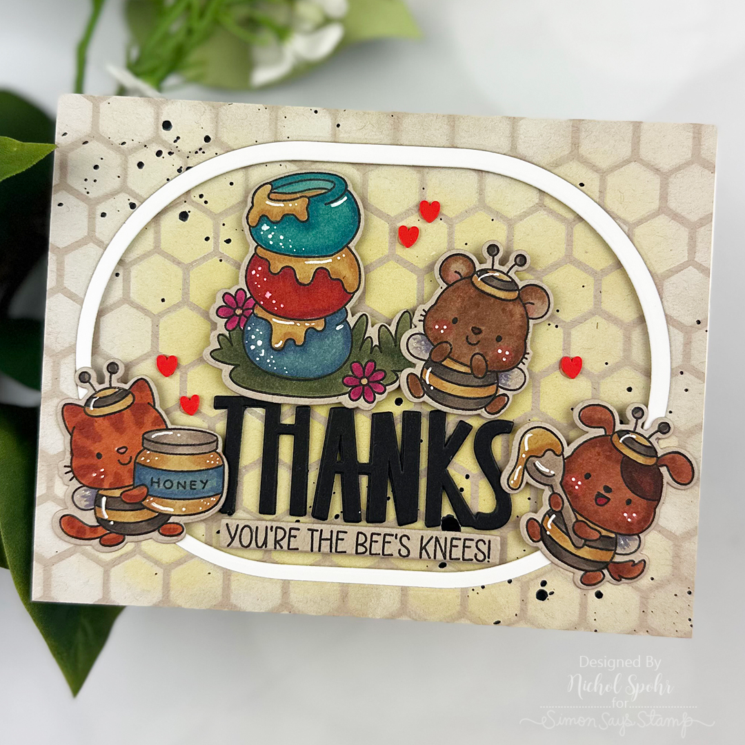 Simon Says Stamps and Dies Bee's Knees set1302bk Every Happiness Nichol Spohr Thanks Bumble Bee Card | color-code:ALT03