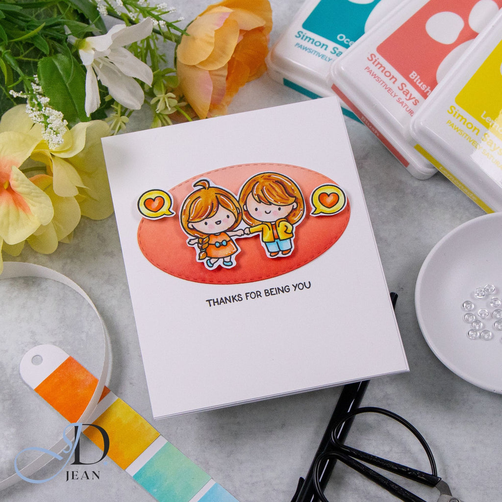 Simon Says Stamps and Dies Best Sister set1242bs Always There Redheaded Sisters Thanks Card Jean Doeringsfeld