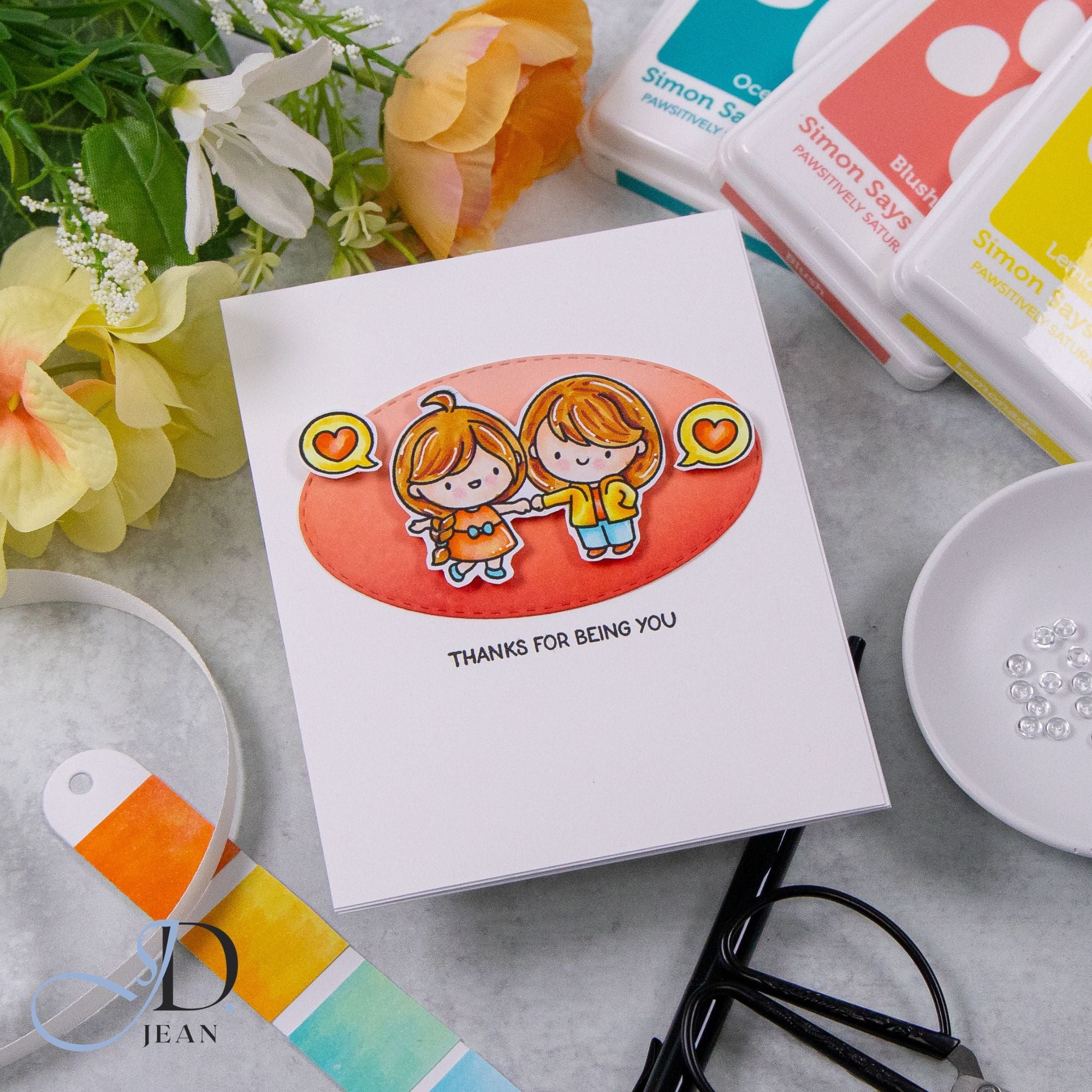 Simon Says Stamps and Dies Best Sister set1242bs Always There Redheaded Sisters Thanks Card Jean Doeringsfeld