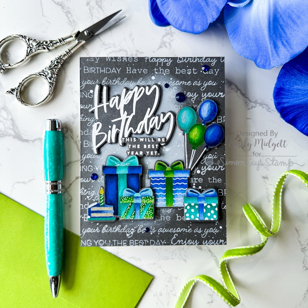 Simon Says Stamps and Dies Best Year Yet Dear Friend Emily Midgett Chalkboard Birthday Card