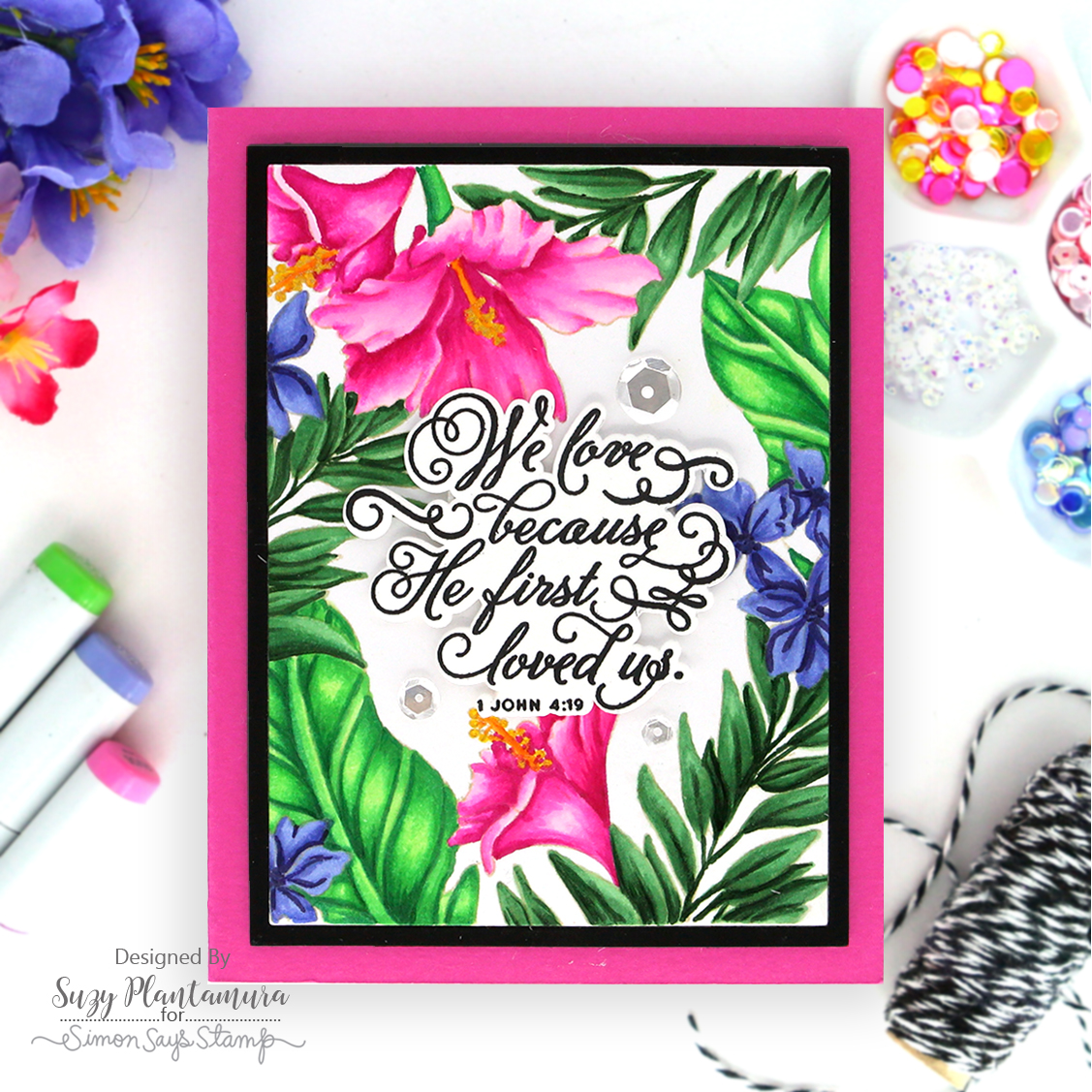 Simon Says Stamps and Dies Blessed set1243bl Always There Tropical Religious Card Suzy Plantamura | color-code:ALT01