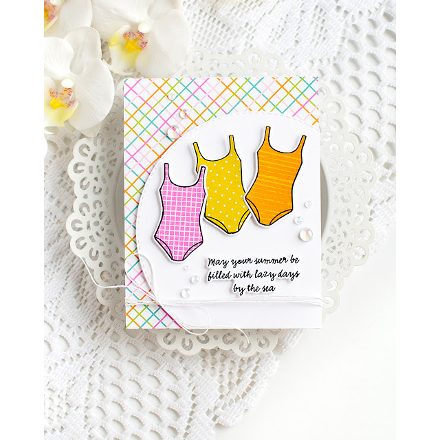 Simon Says Stamps and Dies Bring On the Sun set1269bo Shine On Heather Hoffman Patterned Paper Swimsuits Card | color-code:ALT05