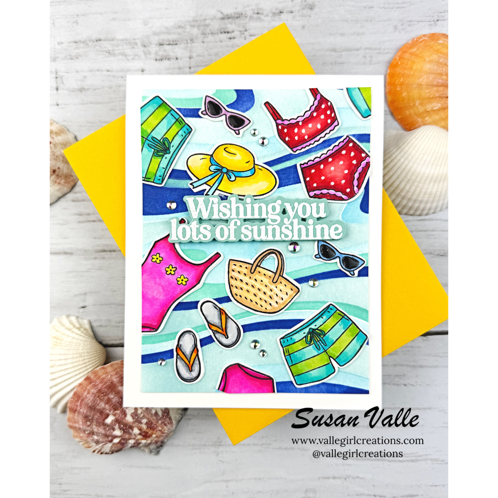 Simon Says Stamps and Dies Bring On the Sun set1269bo Shine On Susan Valle Swim Card