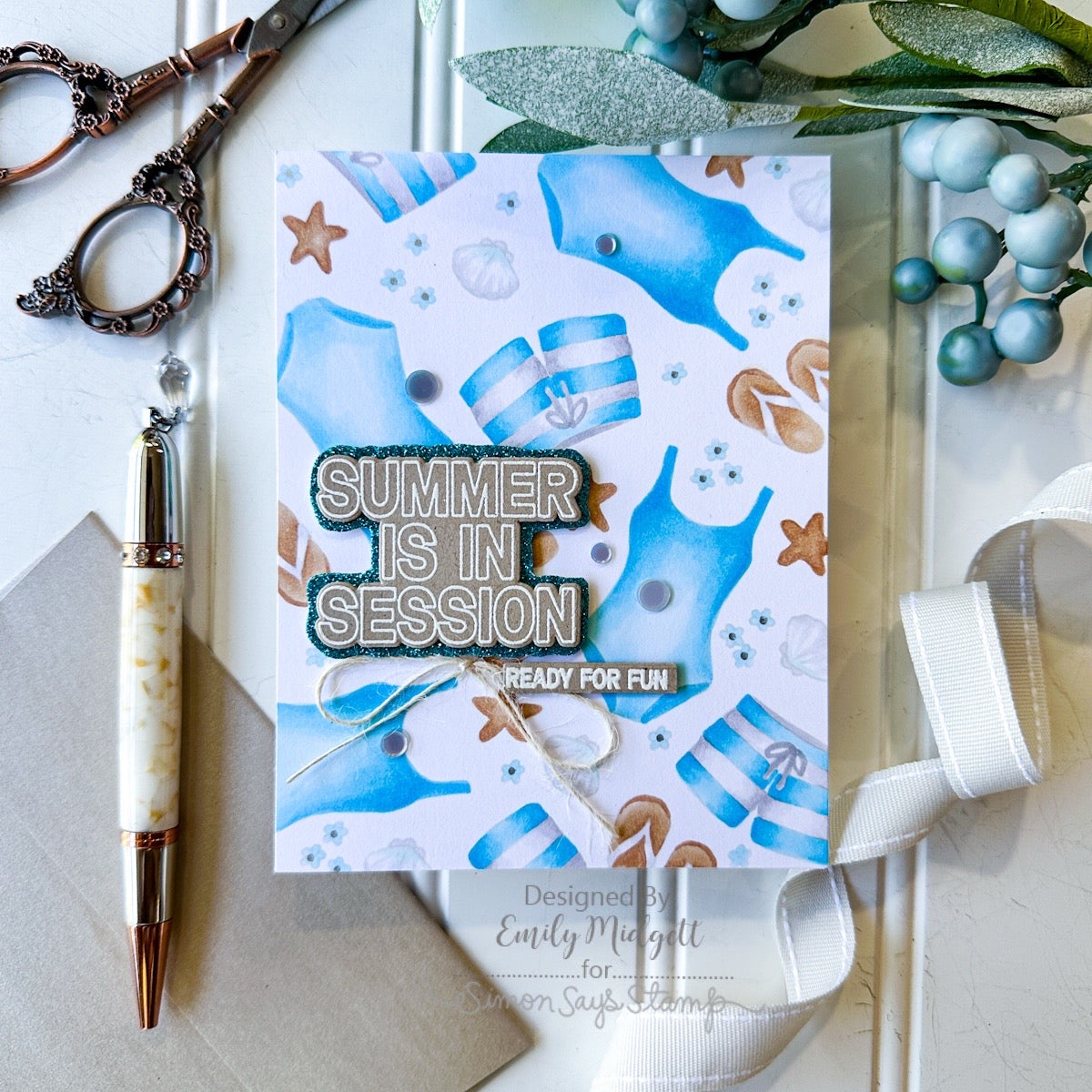 Simon Says Stamps and Dies Chill Vibes set1258cv Shine On Emily Midgett Summertime Blues Card