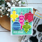 Simon Says Stamps and Dies Christmas Ornaments set1387co Sending Cheer Amanda Wilcox Colorful Holiday Card