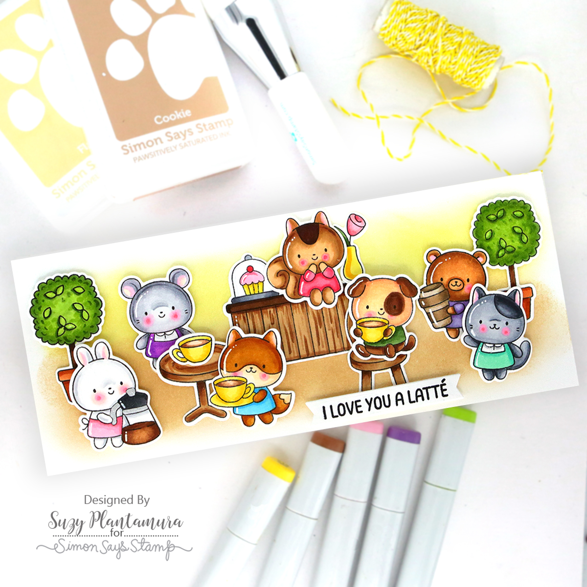 Simon Says Stamps and Dies Coffee With Friends set1303cf Every Happiness Suzy Plantamura Latte Love Scene Card | color-code:ALT05
