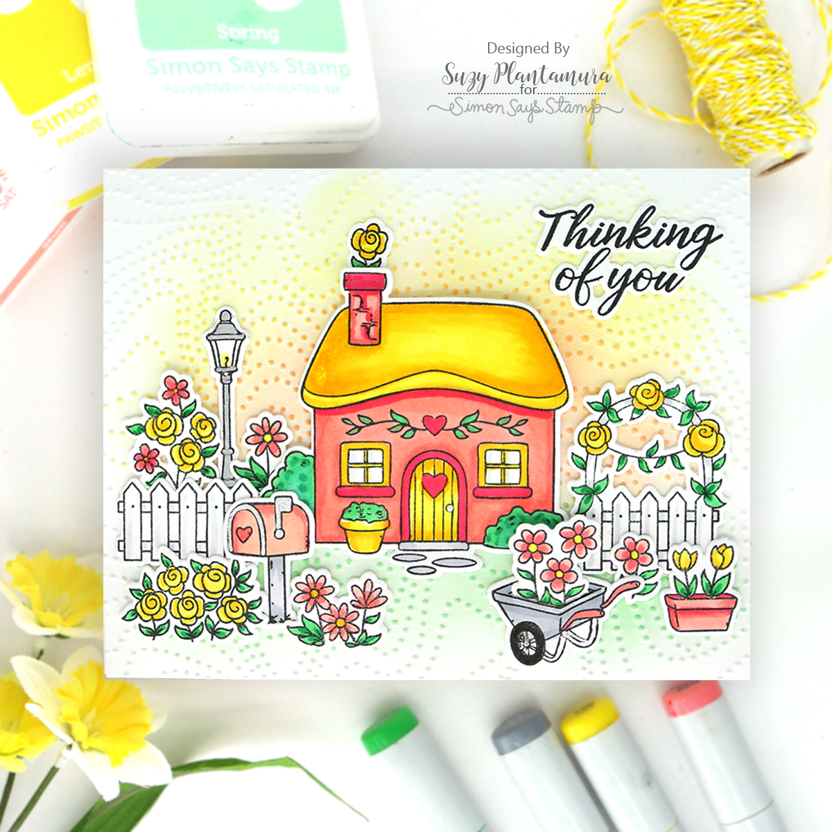 Simon Says Stamps and Dies Cottagecore Flowers set1254cf Shine On Idyllic Home Thinking of You Card Suzy Plantamura | color-code:ALT01