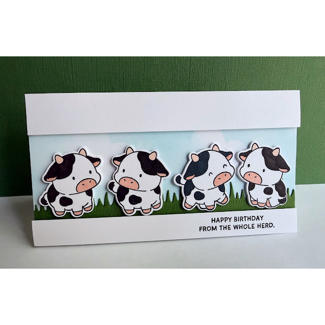Simon Says Stamps and Dies Cow Cuties set1297cc Every Happiness Lisa Addesa Happy Birthday From the Whole Herd Card