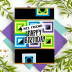 Simon Says Stamps and Dies Criss-cross Pop Art Bundle set1284cc Bold Squares Friend Birthday Card Bobbi Lemanski