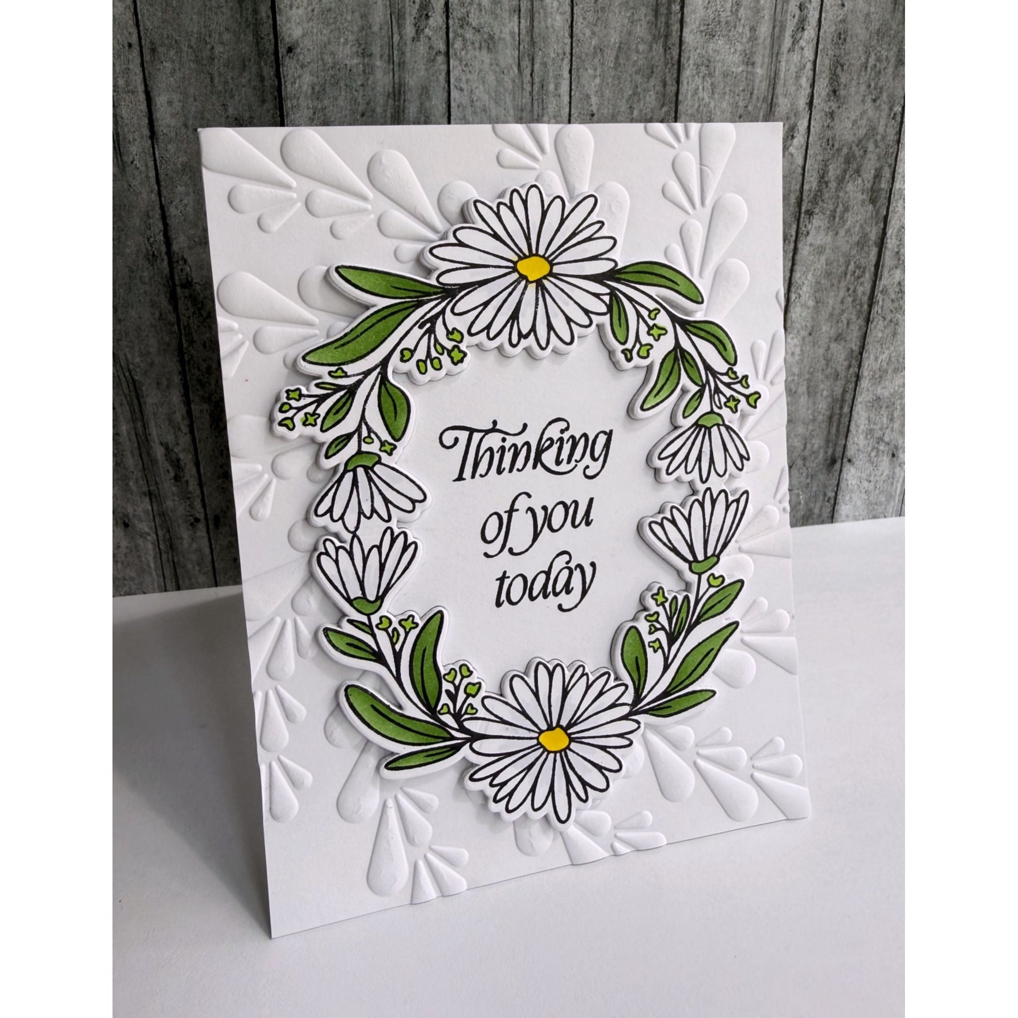 Simon Says Stamps and Dies Daisy Frame set1295df Every Happiness Lisa Addesa Classic Thinking of You Card