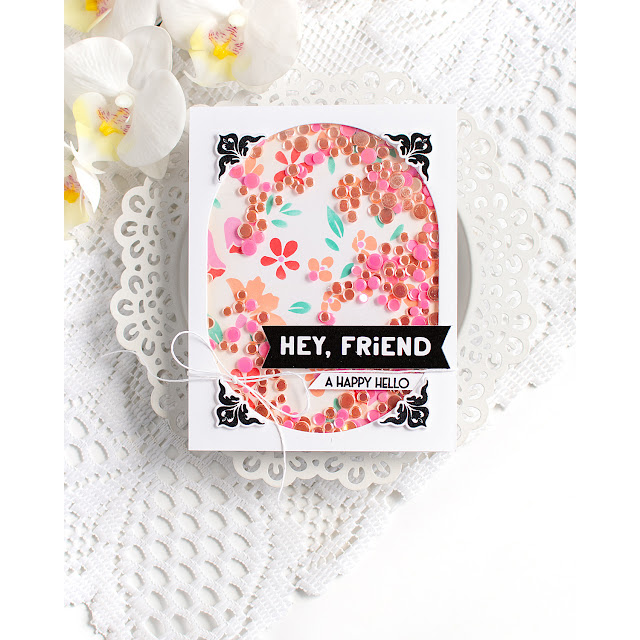 Simon Says Stamps and Dies Deco Blossoms set1248db Heather Hoffman Friend Shaker Card | color-code:ALT02
