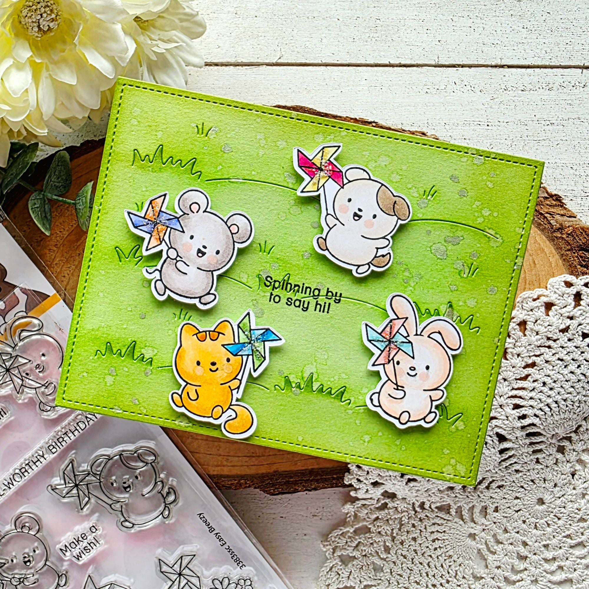 Simon Says Stamps and Dies Easy Breezy set1298eb Every Happiness Amanda Wilcox Spinner Card