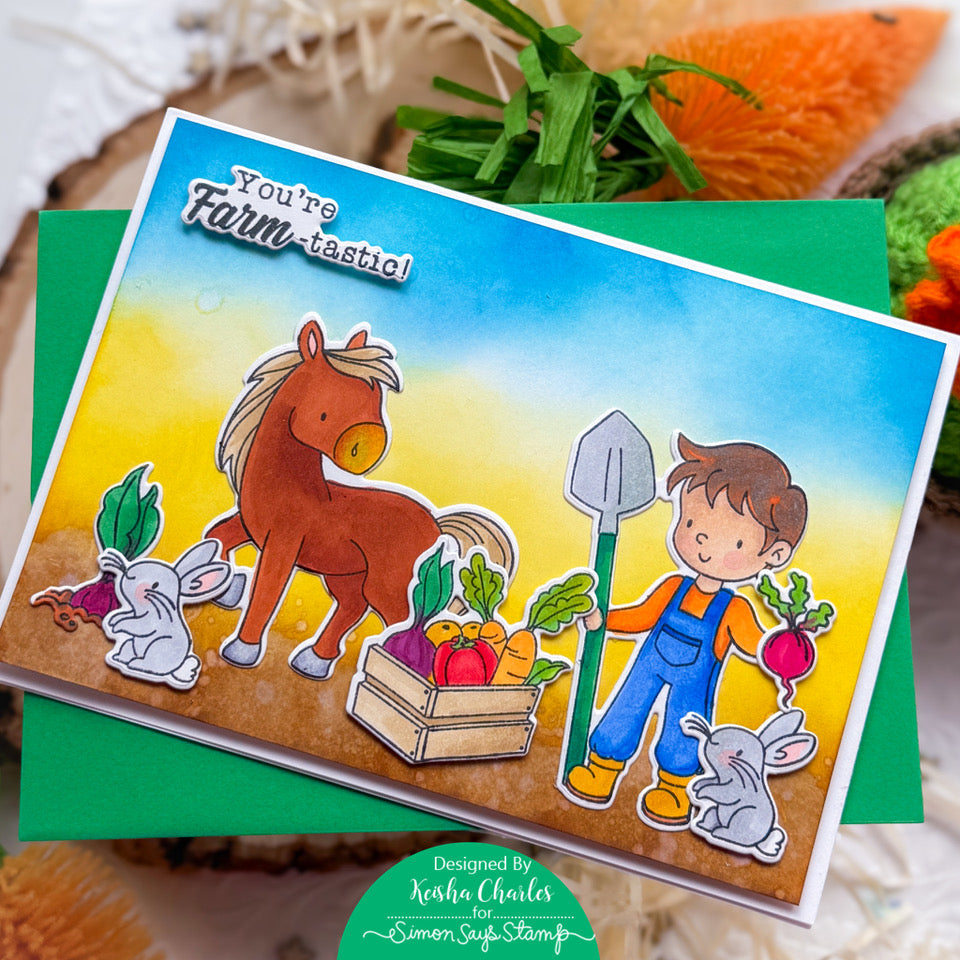 Simon Says Stamps and Dies Farm Bundle set1245fs Always There Farm-tastic Scene Card Keisha Charles