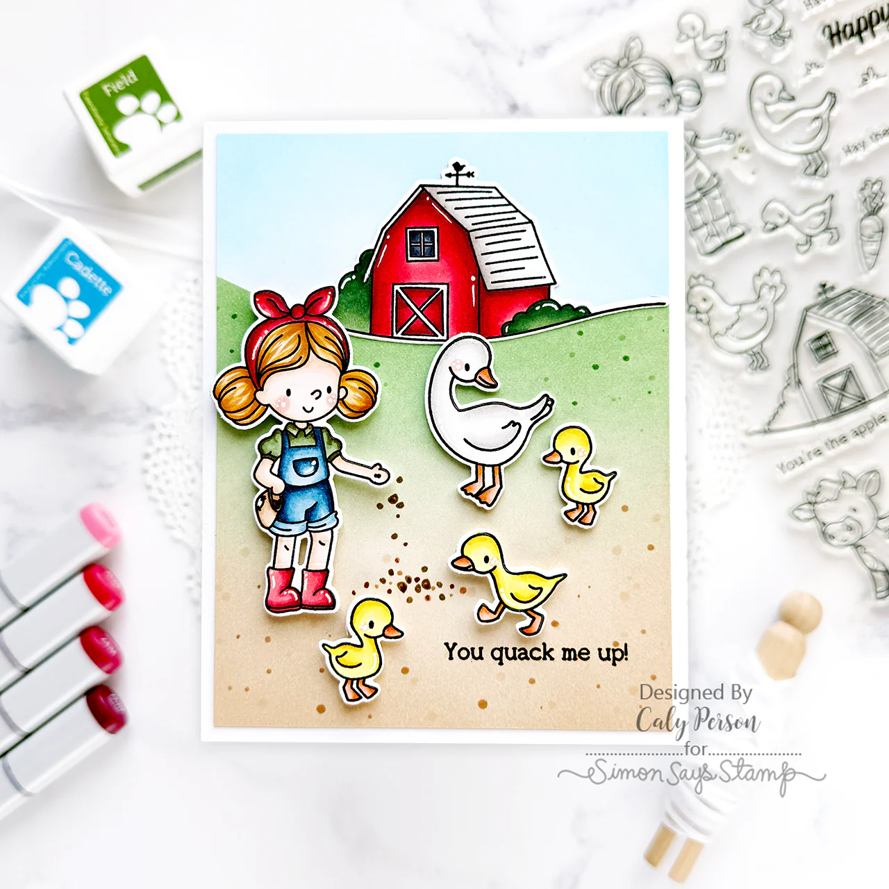 Simon Says Stamps and Dies Farm Bundle set1245fs Always There Quack me Up Farmgirl Card Caly Person