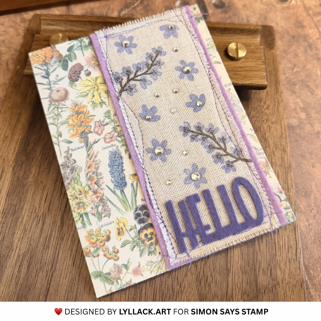 Simon Says Stamps and Dies Forest Forage in Summer set1300ff Every Happiness Thais Carvalho Fabric Strip Card