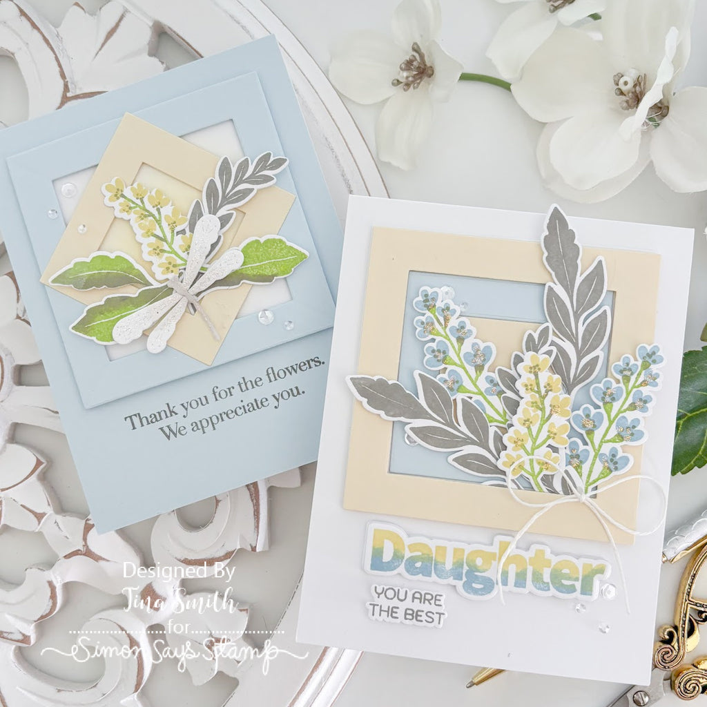 Simon Says Stamps and Dies Forest Forage in Summer set1300ff Every Happiness Tina Smith Framed Sprigs Cards