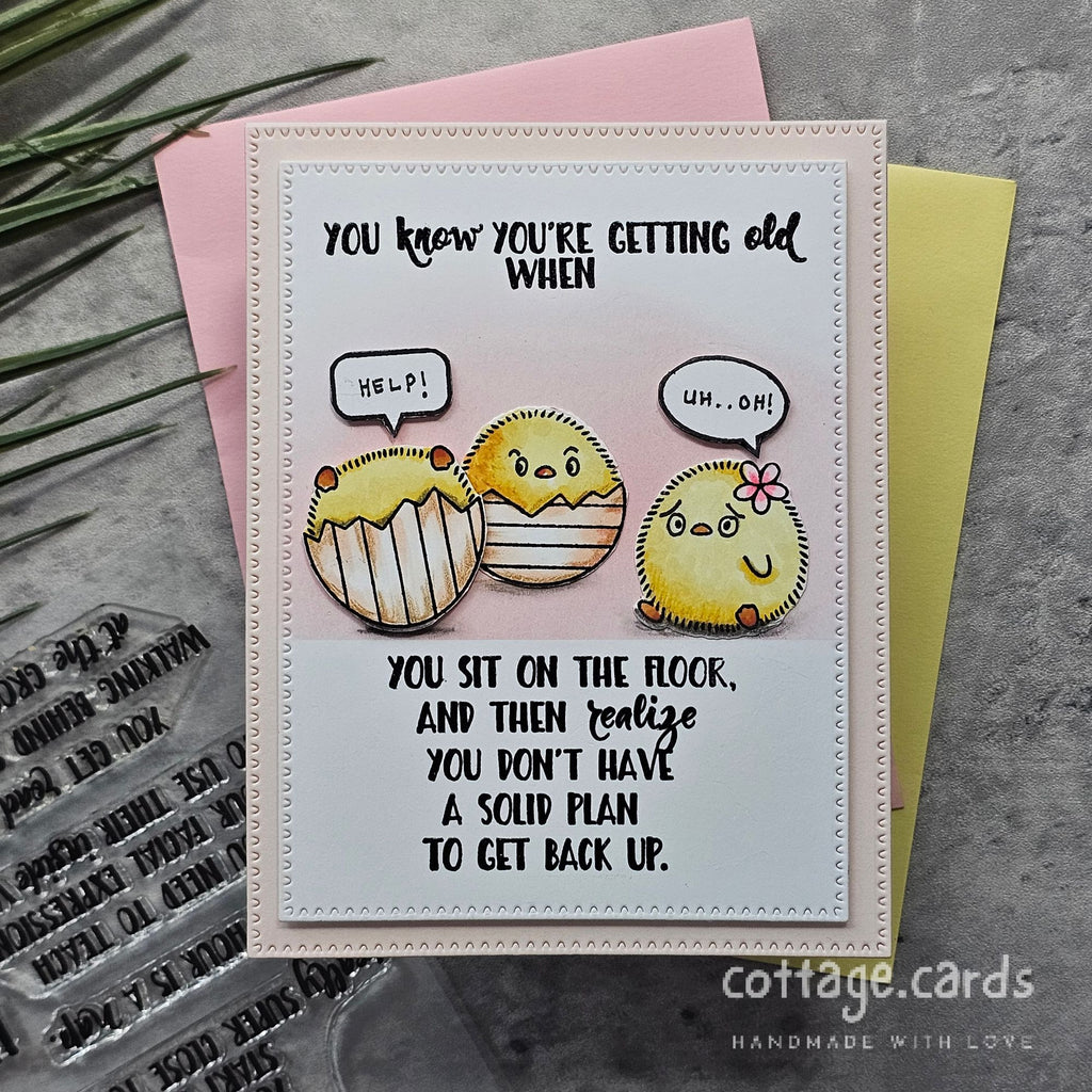 Simon Says Stamps and Dies Getting Old set1198go In My Heart Funny Chicks Birthday Card