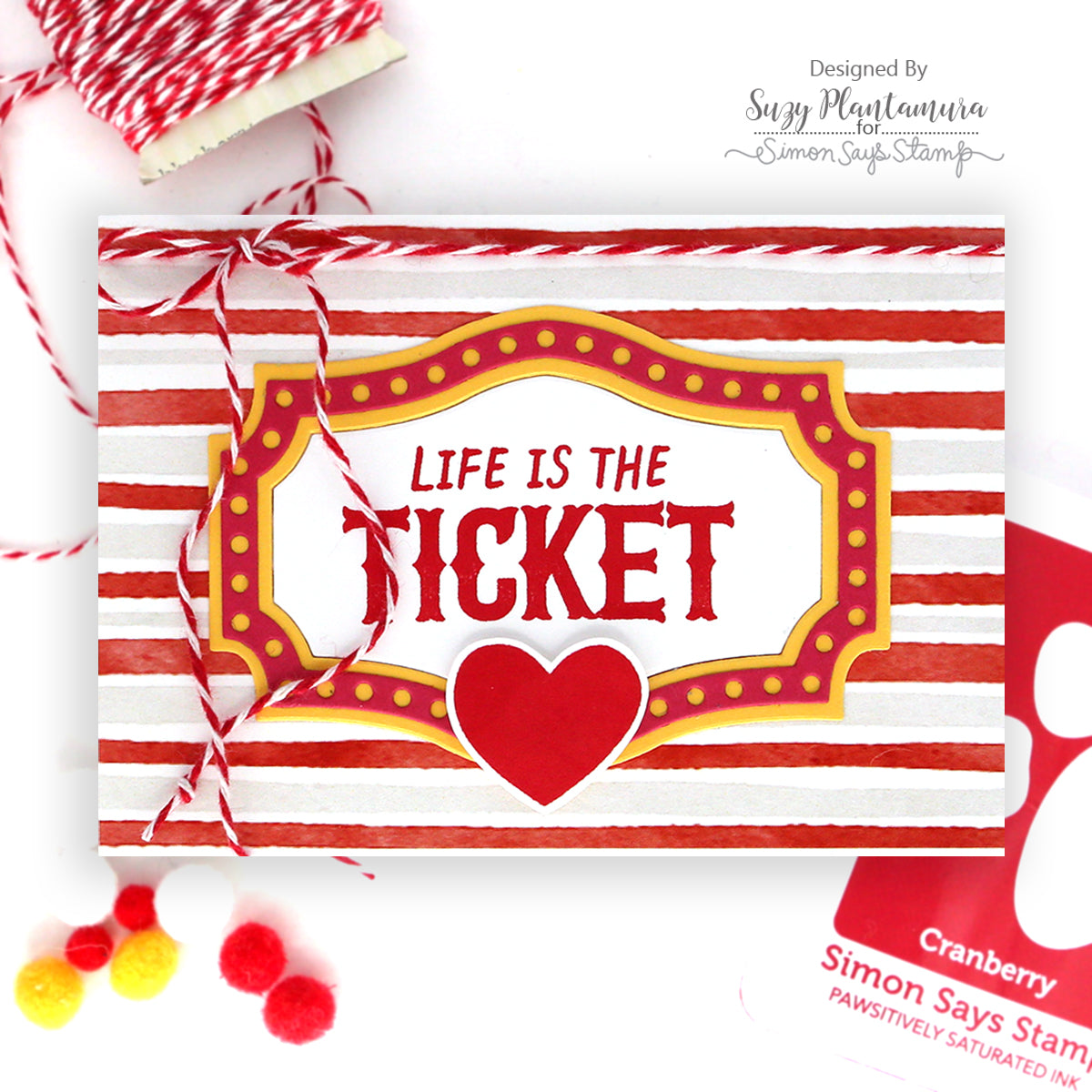 Simon Says Stamps and Dies Having Fun set1250hf Life Is the Ticket Bright Card Suzy Plantamura  | color-code:ALT04