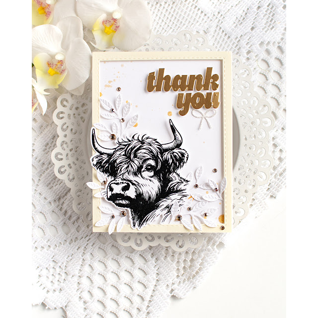 Simon Says Stamps and Dies Highland Cows set1053hc STAMPtember Thank You Cow Card Heather Hoffman | color-code:ALT06