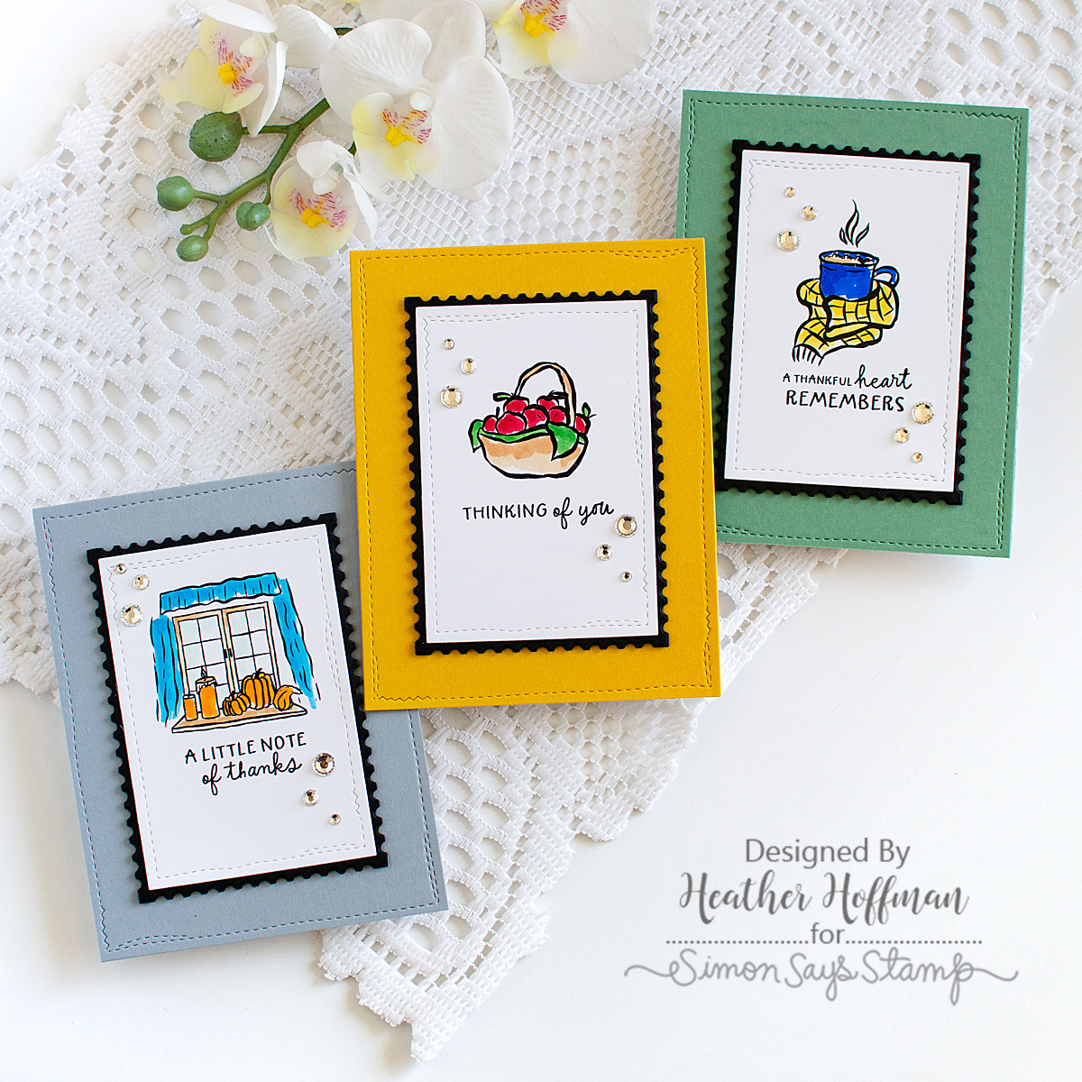 Simon Says Stamps and Dies Homespun Gratitude set1380hg Heather Hoffman Warm Autumn Card Set | color-code:ALT08