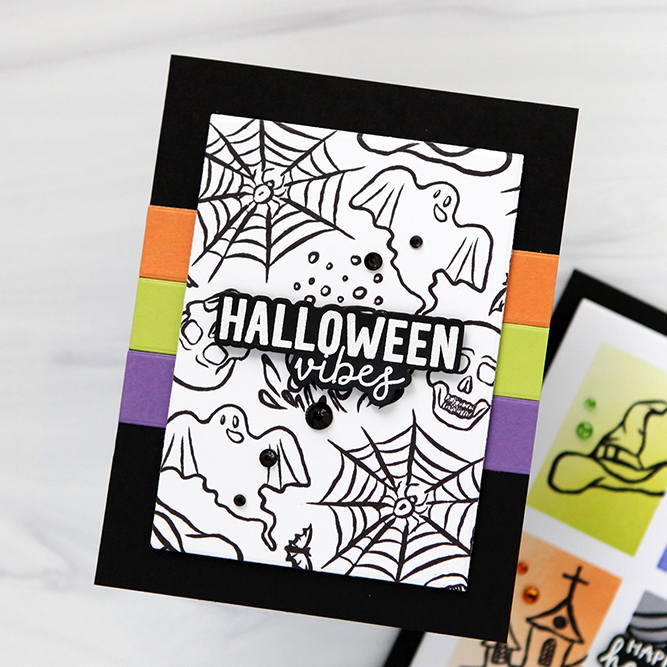 Simon Says Stamps and Dies Homespun Halloween set1381hh Cathy Zielske Small Stamps Background Halloween Card | color-code:ALT03