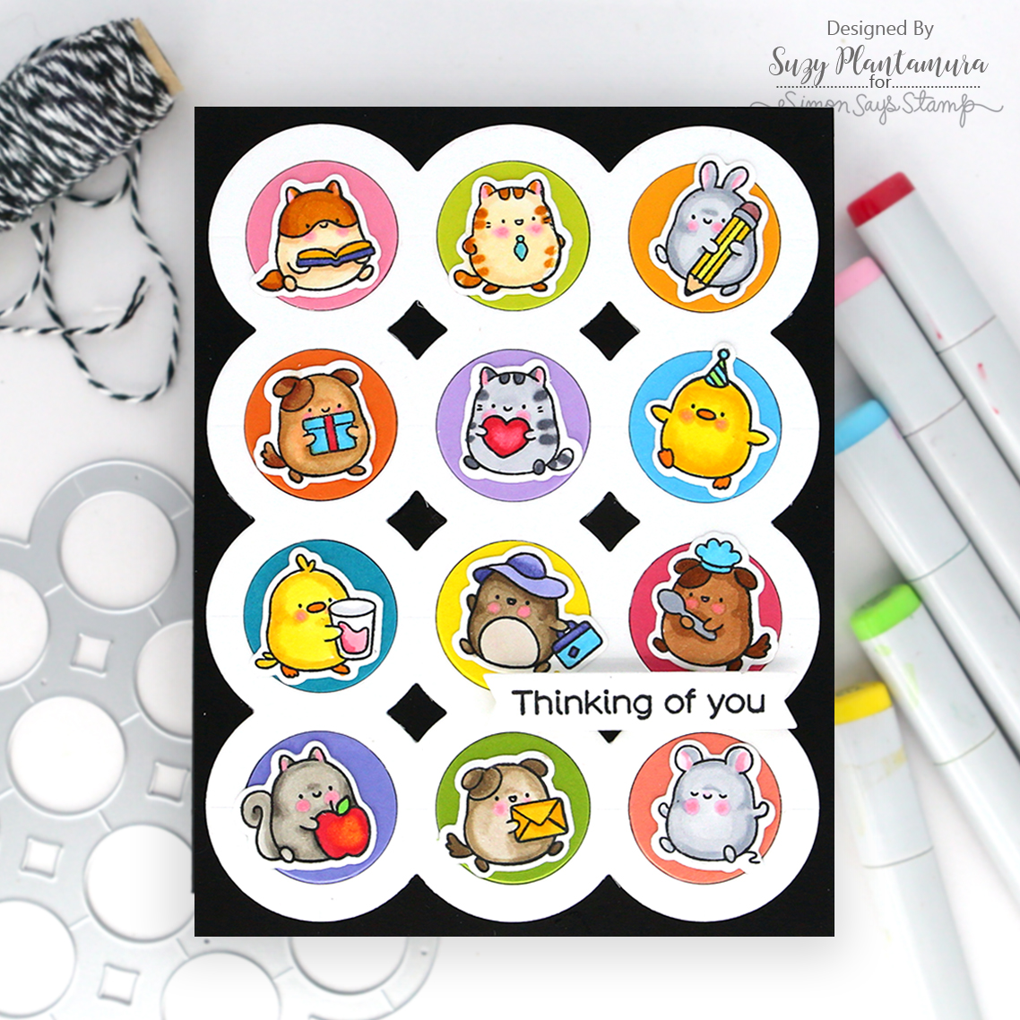 Simon Says Stamps and Dies Journal Jamboree set1123jj DieCember Cute Critters Thinking of You Card Suzy Plantamura | color-code:ALT04