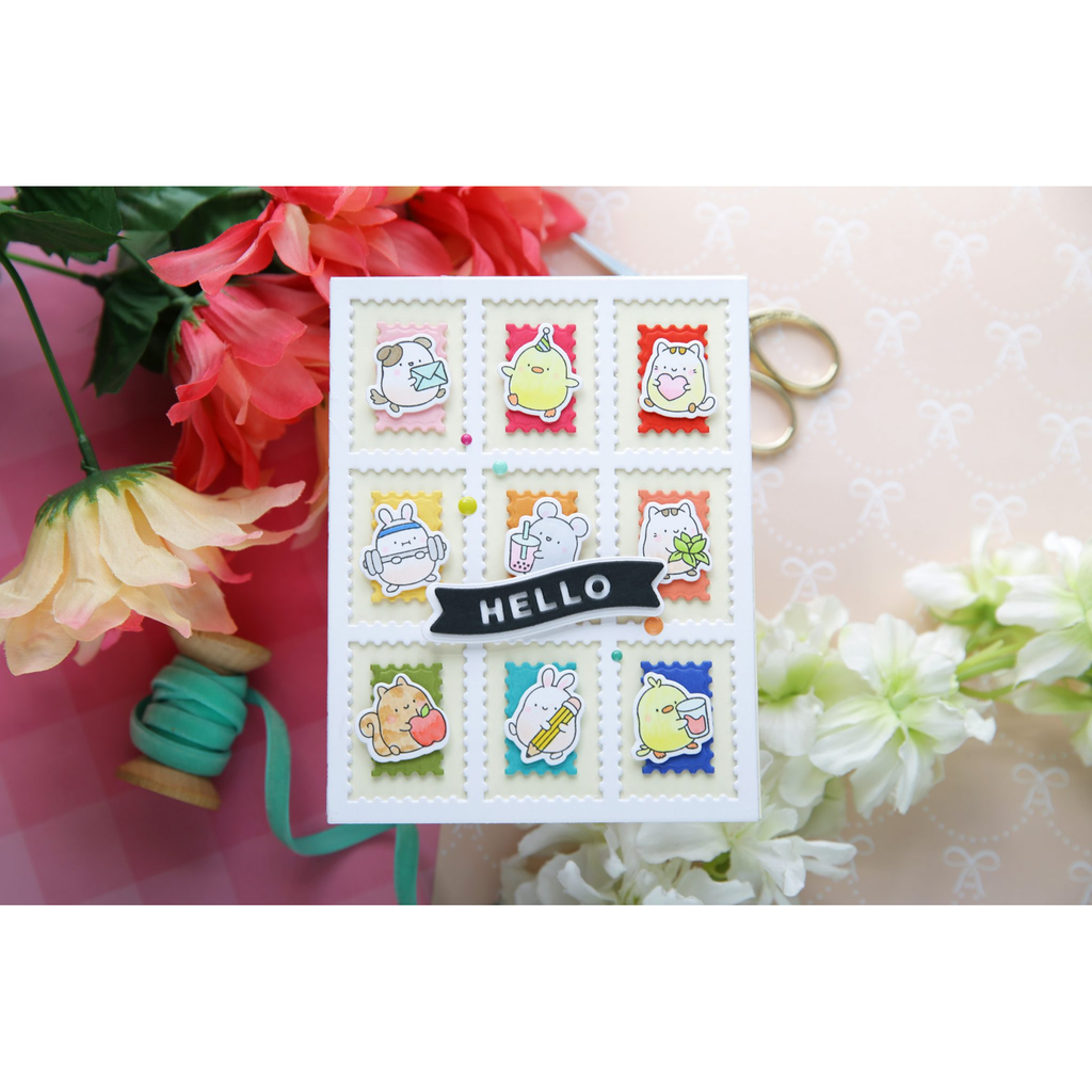 Simon Says Stamps and Dies Journal Jamboree set1123jj DieCember Nine Critters Hello Card Laura Bassen | color-code:ALT05