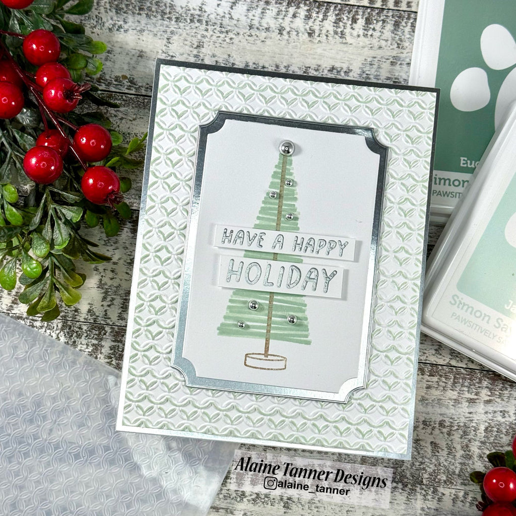 Simon Says Stamps and Dies Layering Christmas Trees set1343lc Stamptember Alaine Tanner Quirky Tree Holiday Card