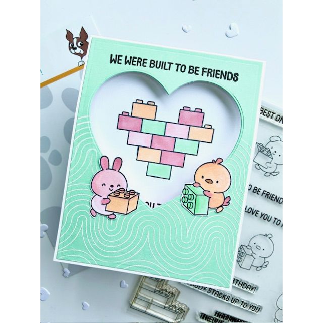 Simon Says Stamps and Dies Let's Connect set1195lc In My Heart Built to Be Friends Card