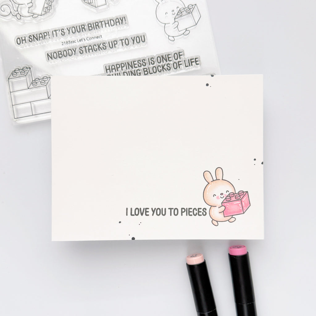 Simon Says Stamps and Dies Let's Connect set1195lc In My Heart Clean and Simple Love You to Pieces Card