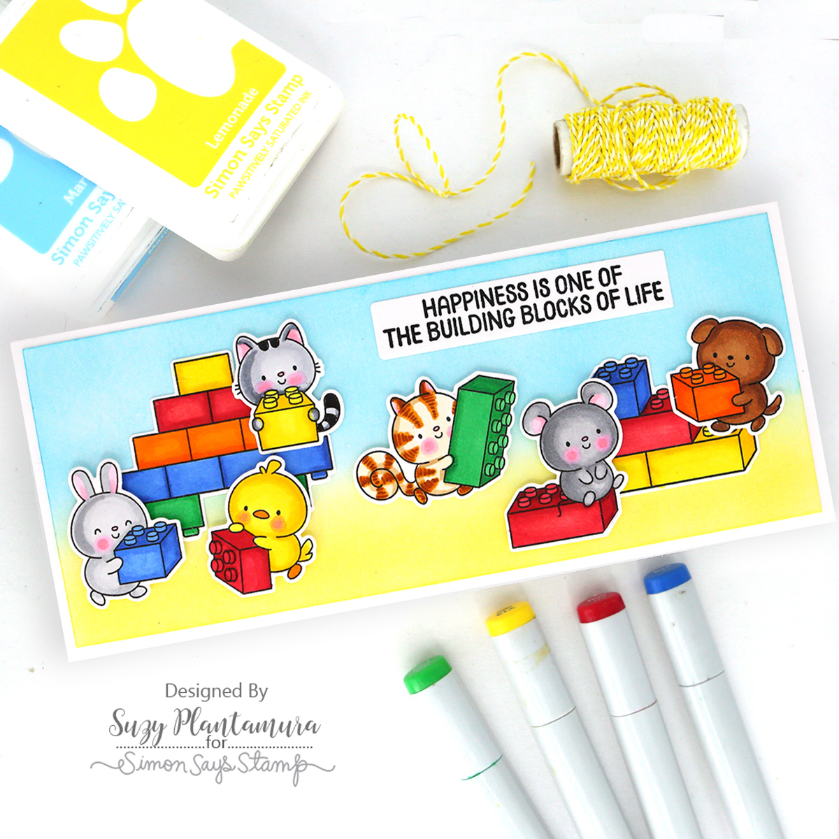 Simon Says Stamps and Dies Let's Connect set1195lc In My Heart Happiness Slimline Suzy Plantamura | color-code:ALT01