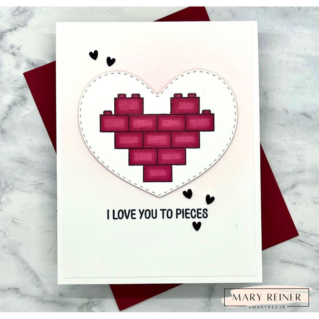 Simon Says Stamps and Dies Let's Connect set1195lc In My Heart Love You to Pieces Card