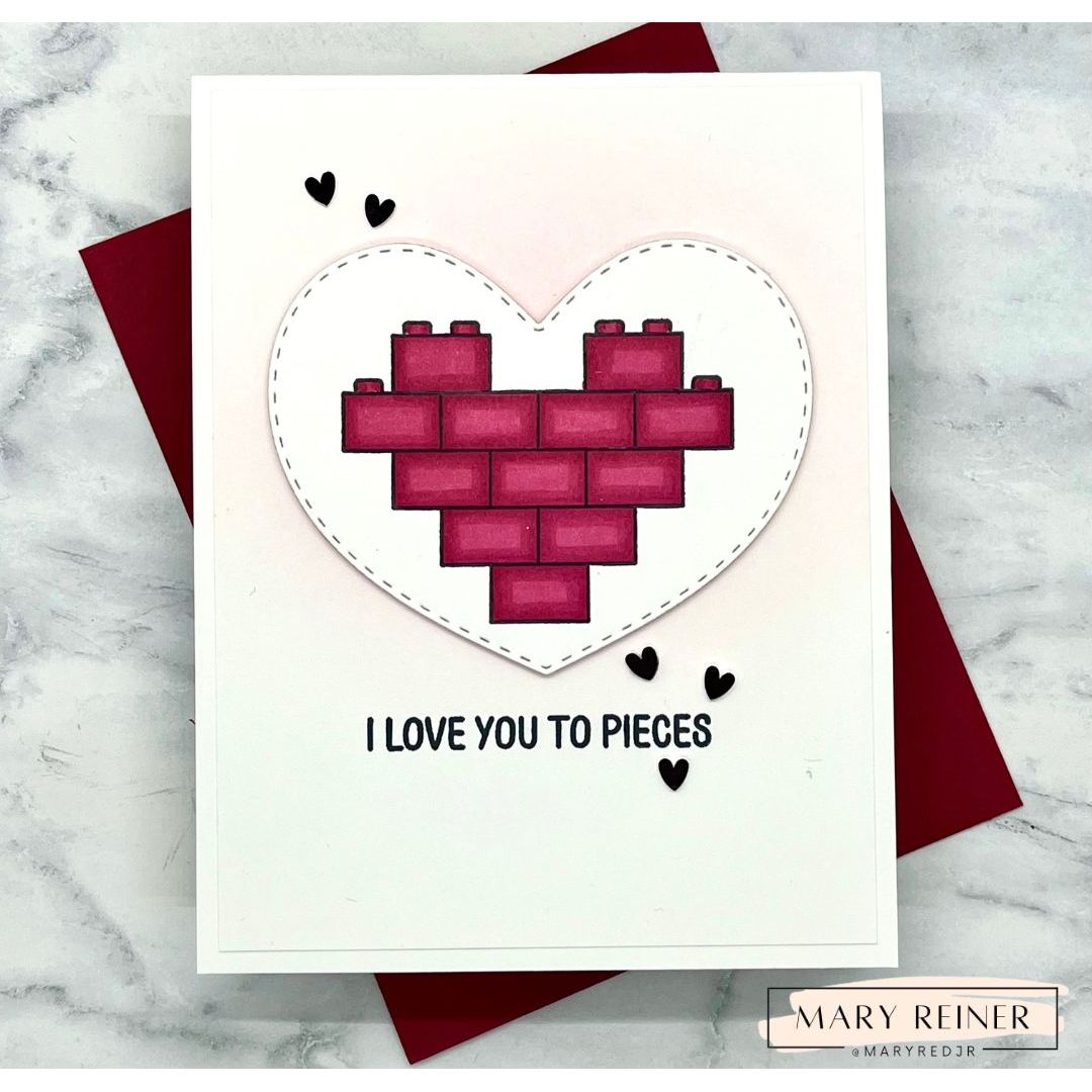 Simon Says Stamps and Dies Let's Connect set1195lc In My Heart Love You to Pieces Card