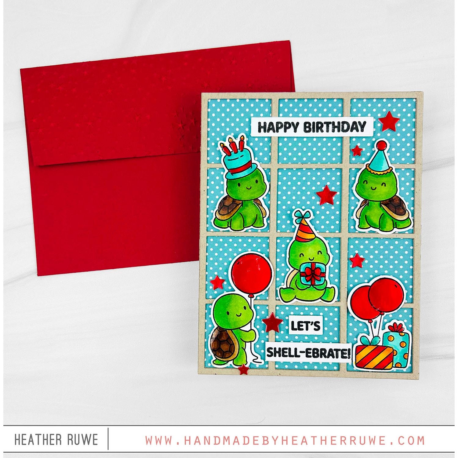 Simon Says Stamps and Dies Let's Shellebrate set1194ls In My Heart Turtle Birthday Grid Card | color-code:ALT02