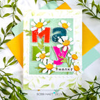 Simon Says Stamps and Dies Lettered Many Thanks set1263lm Shine On Many Thanks and Daisies A7 Card Bobbi Lemanski